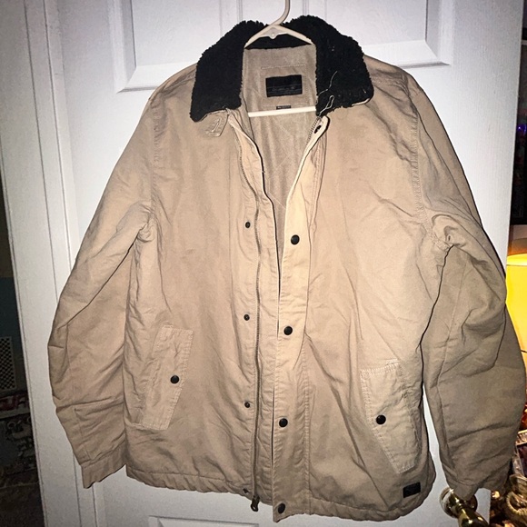 O'Neill Beige Jacket with Black Collar - Picture 1 of 5